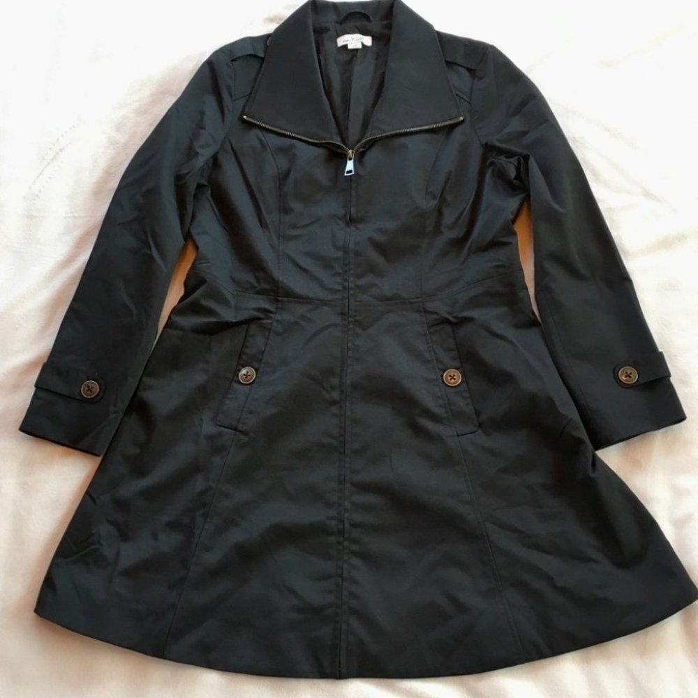 Simply Noelle Black Knee-Length Trench SzS/M(8-10)